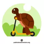 Żółw jadący na hulajnodze