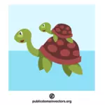Tortue avec bébé tortue
