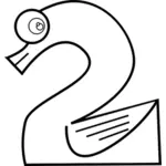 Imagen cisne número dos línea arte vectorial