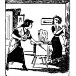 Vector Illustrasjon av to kvinner kjemper