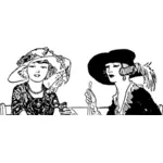 1920s ladies talking to each other vector graphics