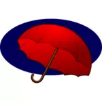 红色的伞，蓝色背景矢量图形
