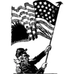 Uncle Sam een vlag zwaaien vector illustraties