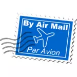 By air mail postal stamp vector illustration