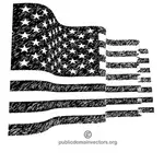 Black and white wavy American flag