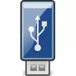 小さな光沢のある青い USB 棒のベクトル画像