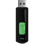 Vectorafbeeldingen van intrekbare zwart en groen USB-flashgeheugen