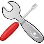 Screwdriver and spanner vector image