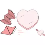 Aftelkalender voor Valentijnsdag papier hart en pijl collectie vector afbeelding
