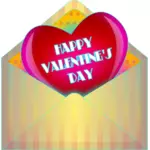 Card de Ziua Îndrăgostiţilor în plic de desen vector