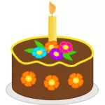 Illustration vectorielle de gâteau d'anniversaire au chocolat fleurs