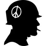 Vrede soldaat profiel silhouet vector afbeelding