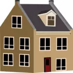 Illustration vectorielle de maison brune avec de grandes fenêtres
