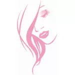 Vector drawing of pink lady with closed eyes