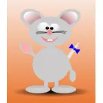 Illustrazione vettoriale di levantesi in piedi del mouse cartoon felice con sfondo arancione
