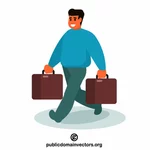 Man walking with two suitcases