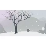 Winter scenery vector drawing