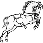 Cavalo pulando com uma ilustração do vetor de sela