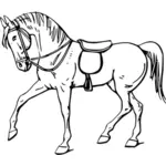 Desenho de cavalo com uma sela vetorial