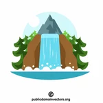Vattenfall i bergigt landskap