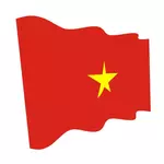 ベトナムの旗を振っています。