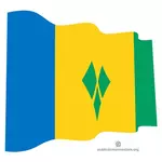 Wavy flag of Saint Vincent and the Grenadines