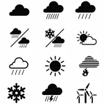 Meteorologia wektorowe ikony dodatkiem Service pack 2
