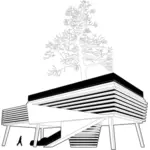 Vector image of house around a tree