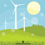 Wind turbines vector clip art