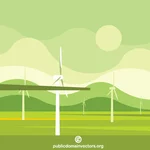 Turbin angin di padang rumput
