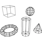 Geometrické tvary drátěný vektorový obrázek