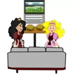 Гамбургер девочек векторная иллюстрация
