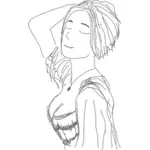 Vector drawing of woman showing off her shoulder
