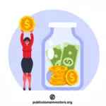 Woman donating money