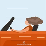 Kvinne kjører bil