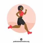 Svart kvinne som jogger
