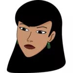 Vector image of white woman's head covered with scarf