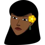 Vector graphics of woman with a flower behind ear