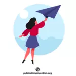 Woman holding a paper plane