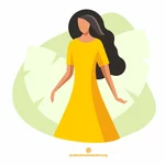 Femme dans la robe jaune