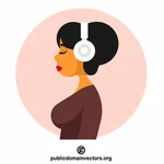 Woman listening to music with headphones