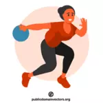 गेंदबाजी खेल रही महिला