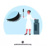 Wanita memasang bulu mata palsu