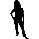 Berdiri wanita siluet vektor ilustrasi