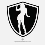 Girl silhouette shield logotype