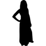 Silhouette vector image of a woman wearing a dress