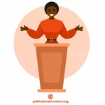Schwarze Frau hält eine Rede