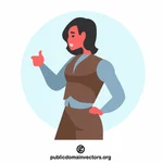 Woman showing thumb up sign