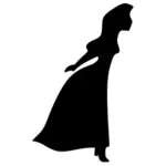 Vector image of party woman in skirt and red top