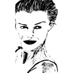 Vector clip art of woman side profile pencil art